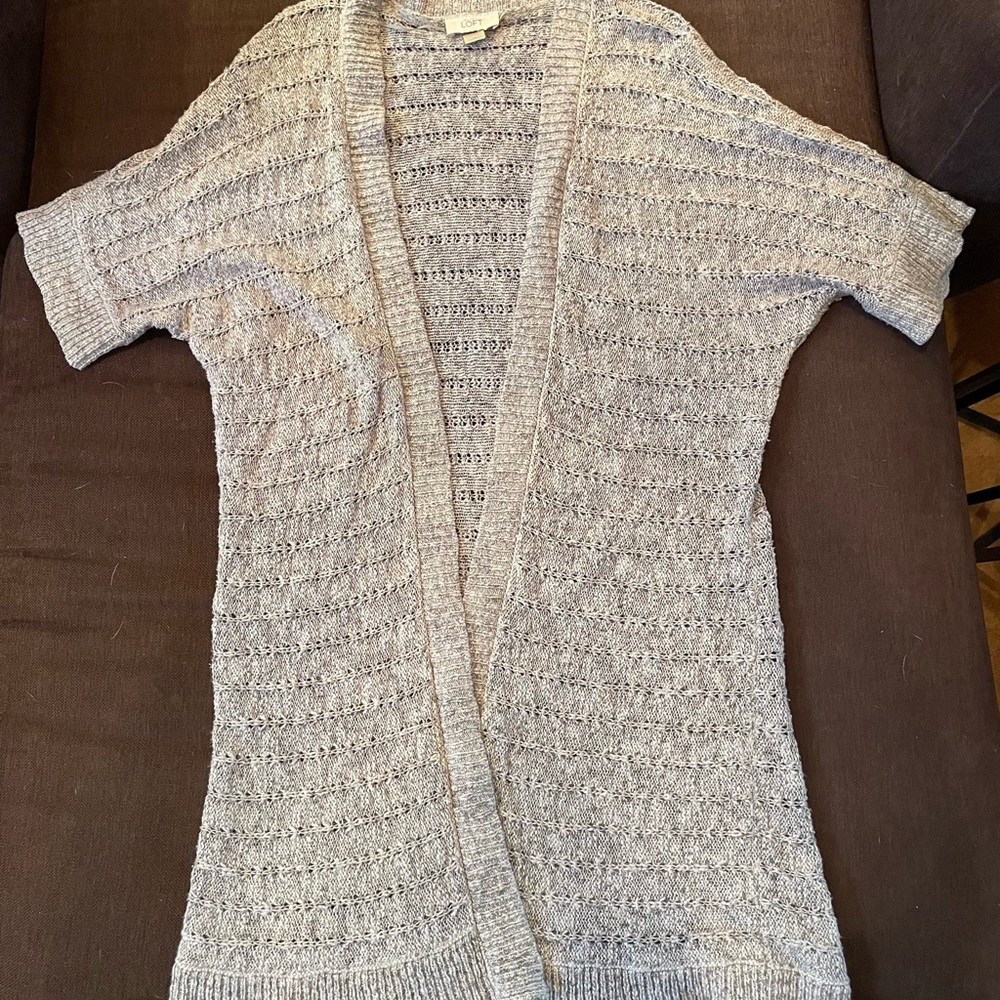 LOFT Light Gray Knit Cardigan